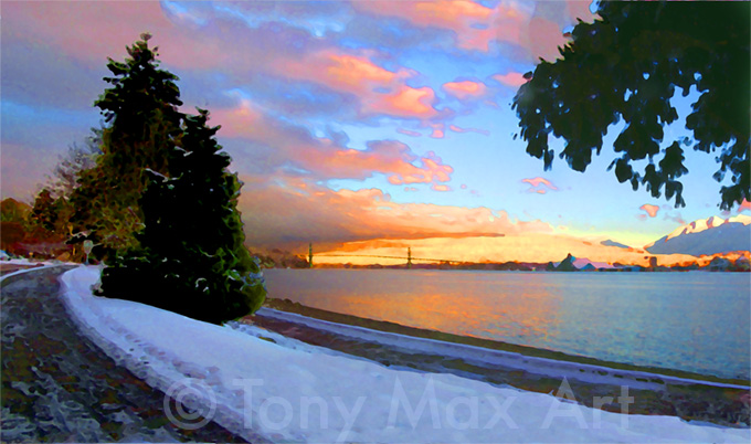 "Stanley Park – Yellow Mountain" – Vancouver art by Tony Max
